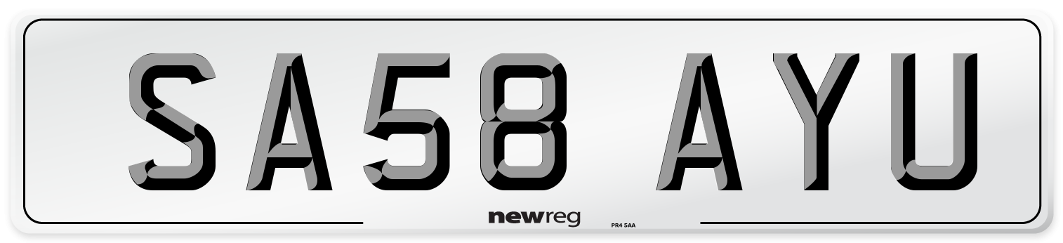 SA58 AYU Number Plate from New Reg